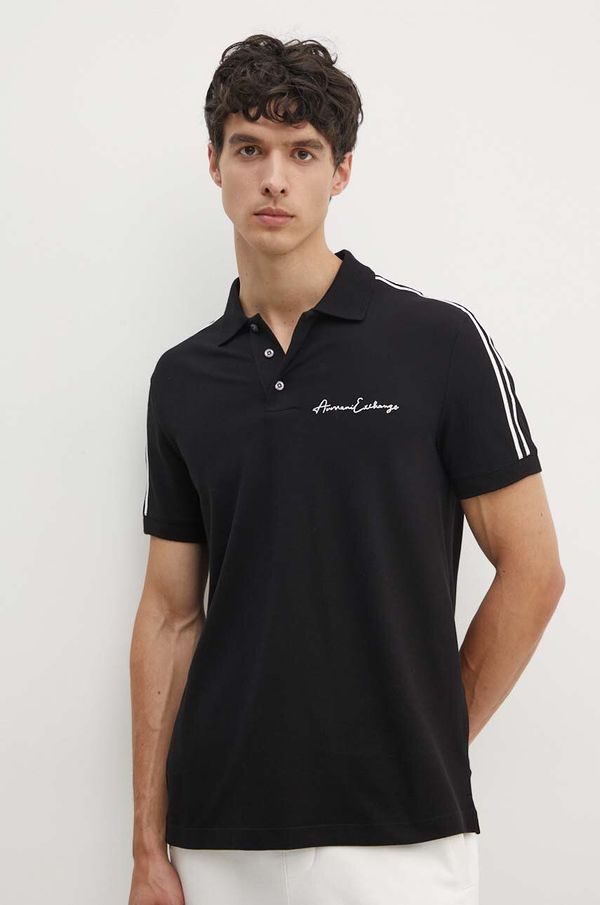 Armani Exchange Polo majica Armani Exchange za muškarce, boja: crna, s aplikacijom, 8NZFSG ZJ81Z
