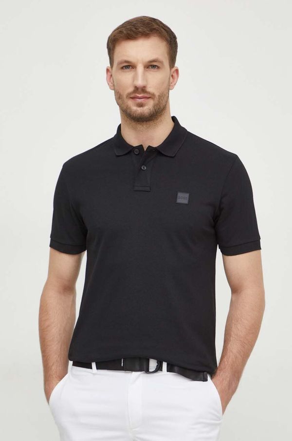 Boss Orange Polo majica Boss Orange za muškarce, boja: crna, bez uzorka