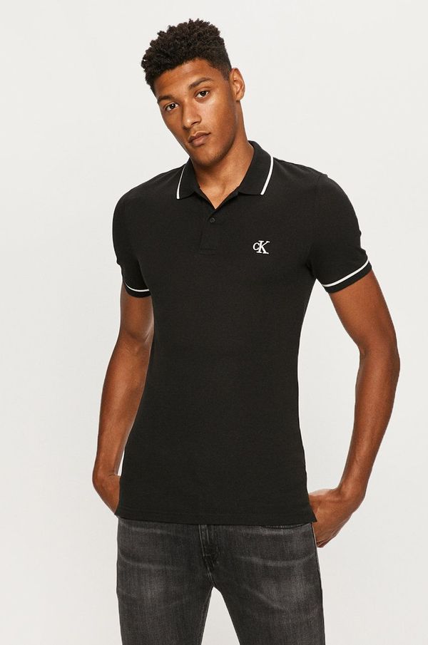 Calvin Klein Jeans Polo majica Calvin Klein Jeans za muškarce, boja: crna, bez uzorka, J30J315603