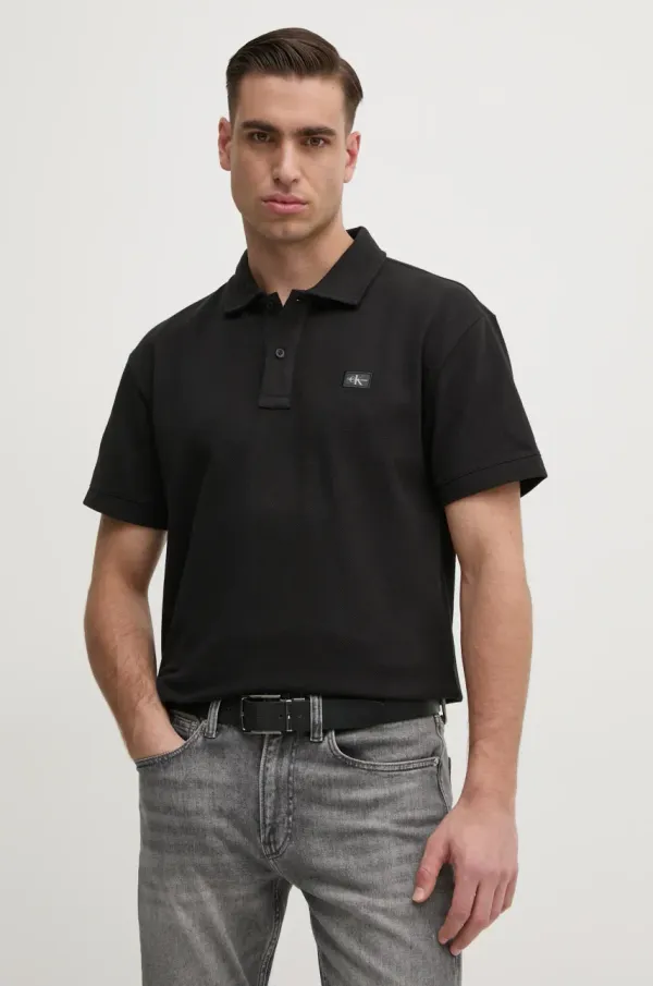 Calvin Klein Jeans Polo majica Calvin Klein Jeans za muškarce, boja: crna, bez uzorka, J30J327040