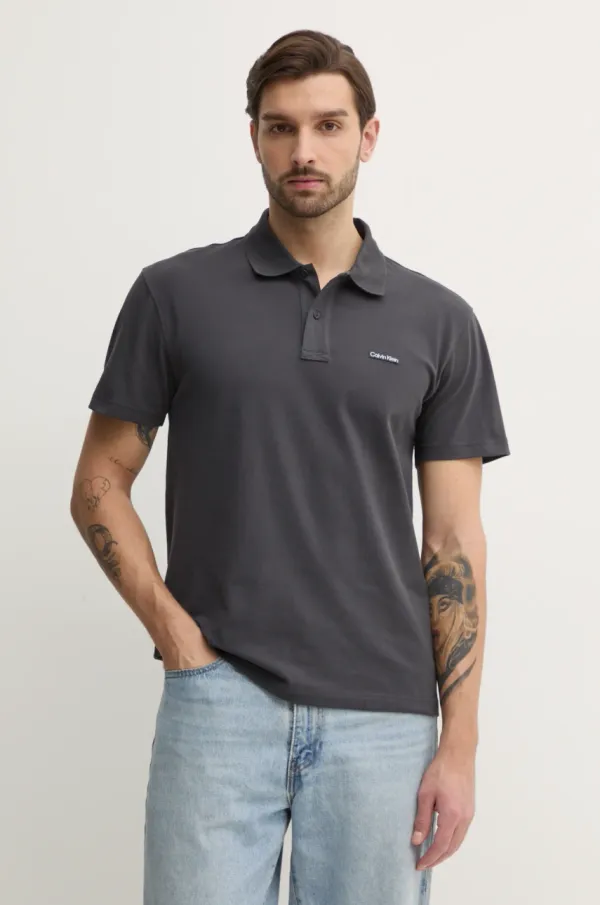 Calvin Klein Jeans Polo majica Calvin Klein Jeans za muškarce, boja: siva, bez uzorka, J30J327534