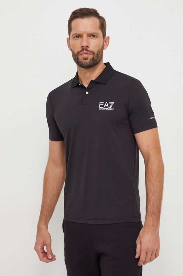 EA7 Emporio Armani Polo majica EA7 Emporio Armani za muškarce, boja: crna, s tiskom