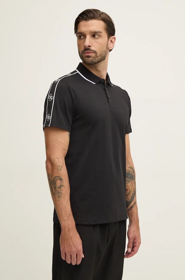 Guess Polo majica Guess za muškarce, boja: crna, bez uzorka, M4YP40.KARS0