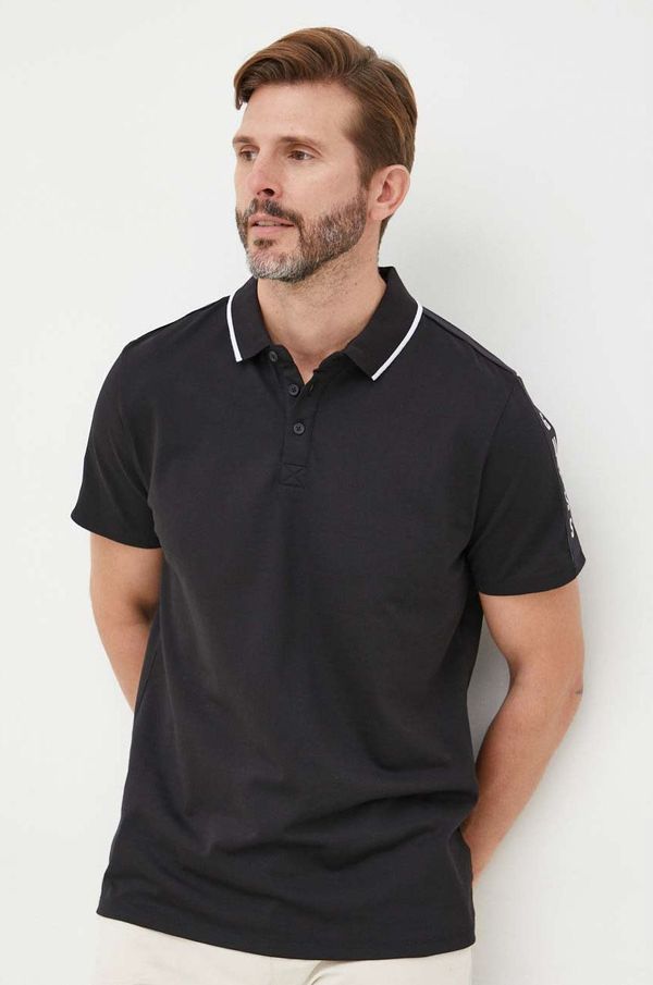 Guess Polo majica Guess za muškarce, boja: crna, s aplikacijom