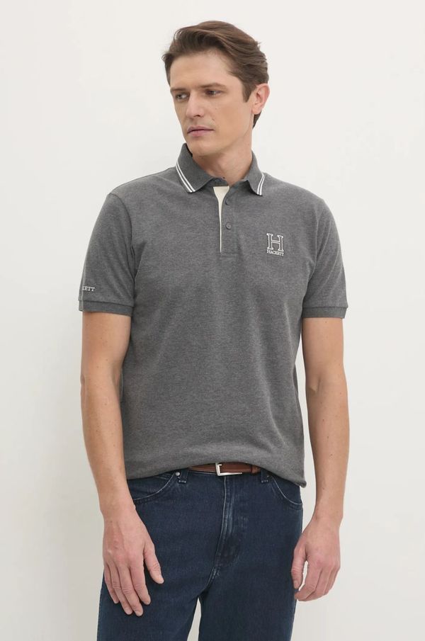 Hackett London Polo majica Hackett London za muškarce, boja: siva, bez uzorka, HM563381