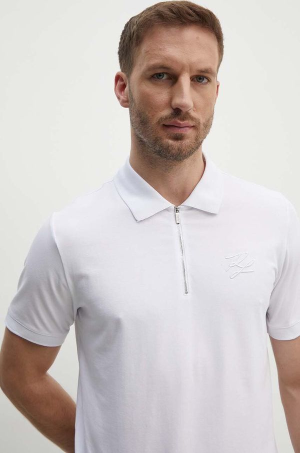 Karl Lagerfeld Polo majica Karl Lagerfeld za muškarce, boja: bijela, bez uzorka, 543221.745402