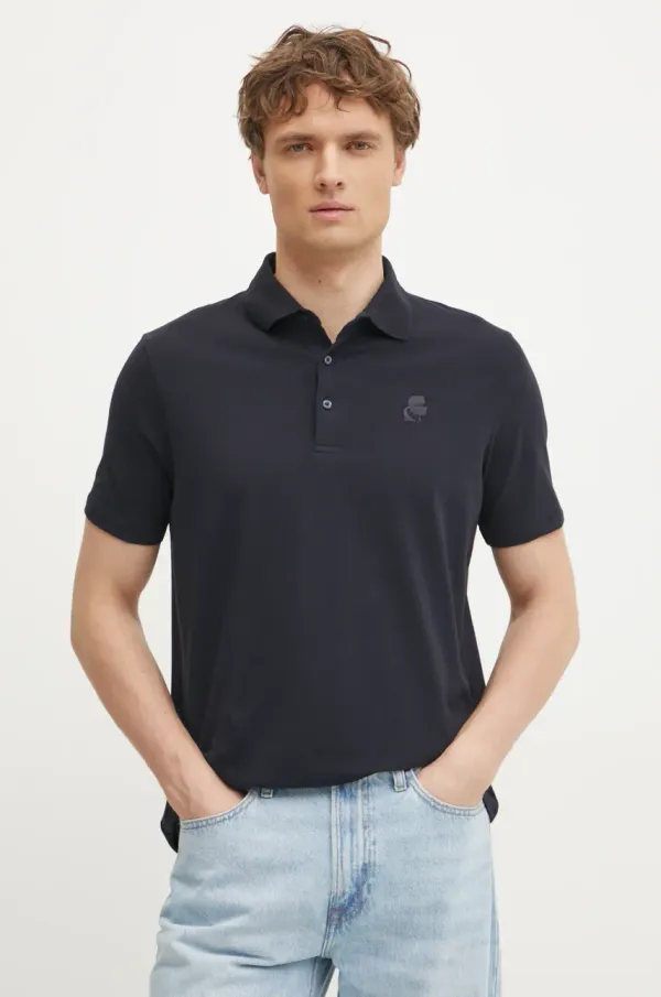 Karl Lagerfeld Polo majica Karl Lagerfeld za muškarce, boja: crna, bez uzorka, 551221.745750
