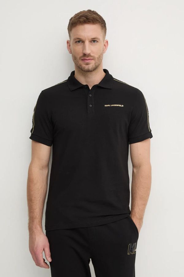 Karl Lagerfeld Polo majica Karl Lagerfeld za muškarce, boja: crna, s aplikacijom, 745461.551235