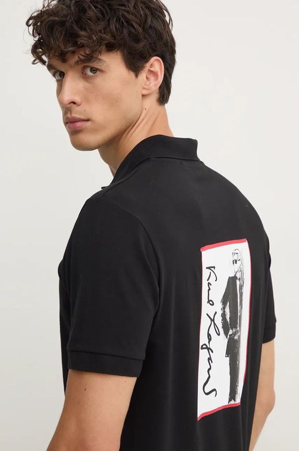 Karl Lagerfeld Polo majica Karl Lagerfeld za muškarce, boja: crna, s tiskom, 544221.745026