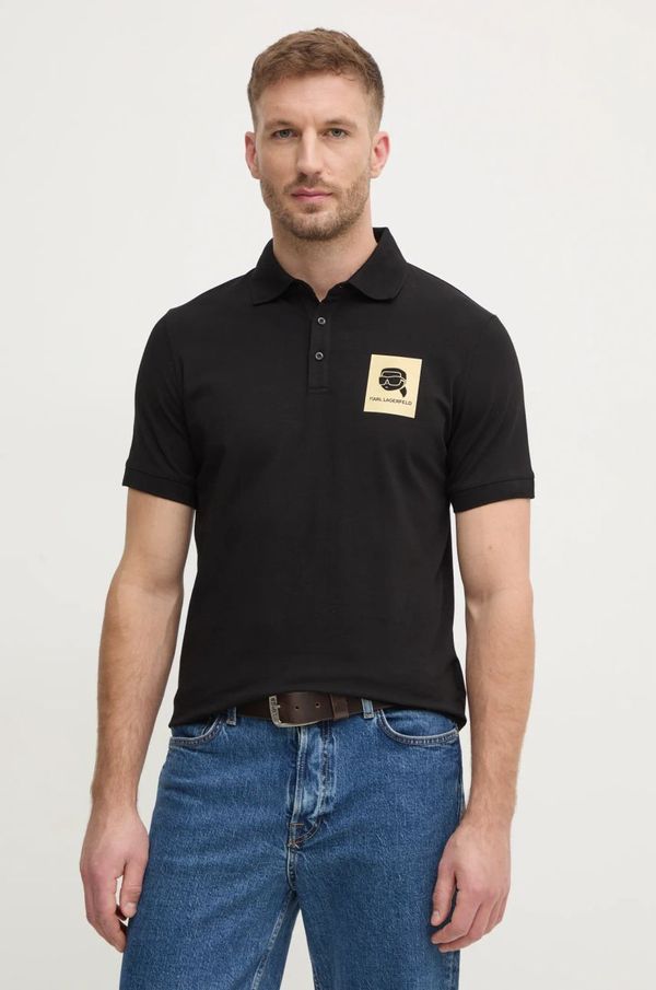 Karl Lagerfeld Polo majica Karl Lagerfeld za muškarce, boja: crna, s tiskom, 745460.551235