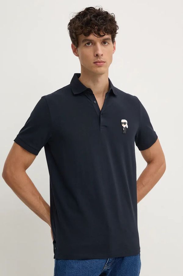 Karl Lagerfeld Polo majica Karl Lagerfeld za muškarce, boja: tamno plava, s aplikacijom, 500221.745022