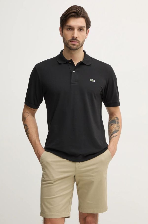 Lacoste Polo majica Lacoste za muškarce, boja: crna, s aplikacijom, PH9851