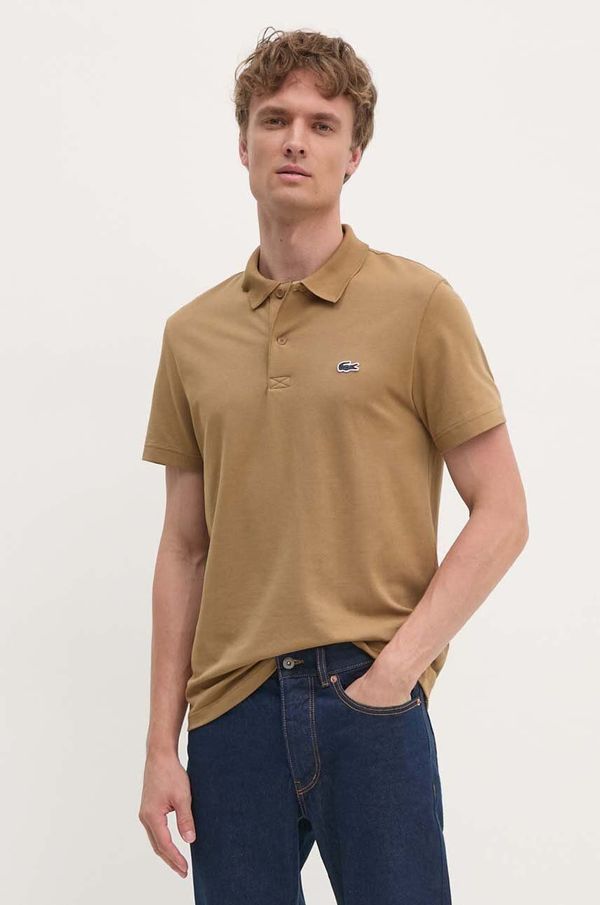 Lacoste Polo majica Lacoste za muškarce, boja: smeđa, bez uzorka, DH5522