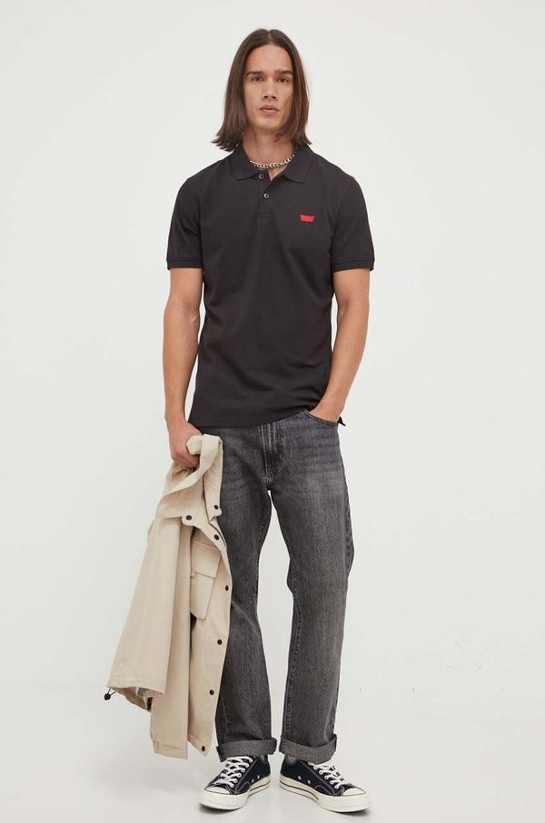 Levi's Polo majica Levi's za muškarce, boja: crna, glatki model