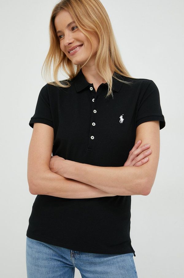 Polo Ralph Lauren Polo majica Polo Ralph Lauren za žene, boja: crna, s ovratnikom