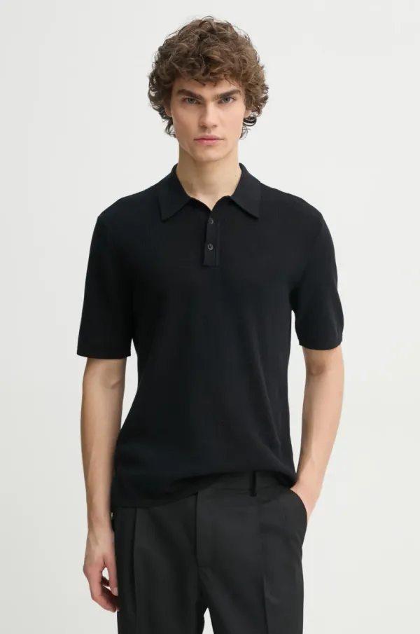 rag & bone Polo majica Rag & Bone za muškarce, boja: crna, bez uzorka, MBS22S018KI18