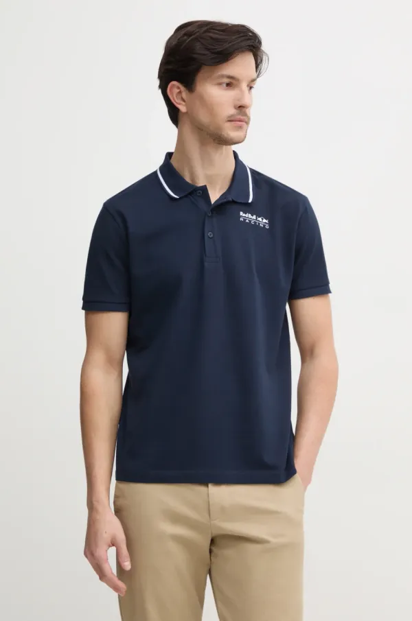 Red Bull Racing x Pepe Jeans Polo majica Red Bull Racing x Pepe Jeans TIPPED LOGO POLO za muškarce, boja: tamno plava, s tiskom, RM540013