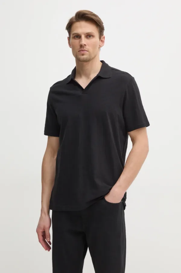 Calvin Klein Polo majica s dodatkom lana Calvin Klein boja: crna, bez uzorka, K10K114136