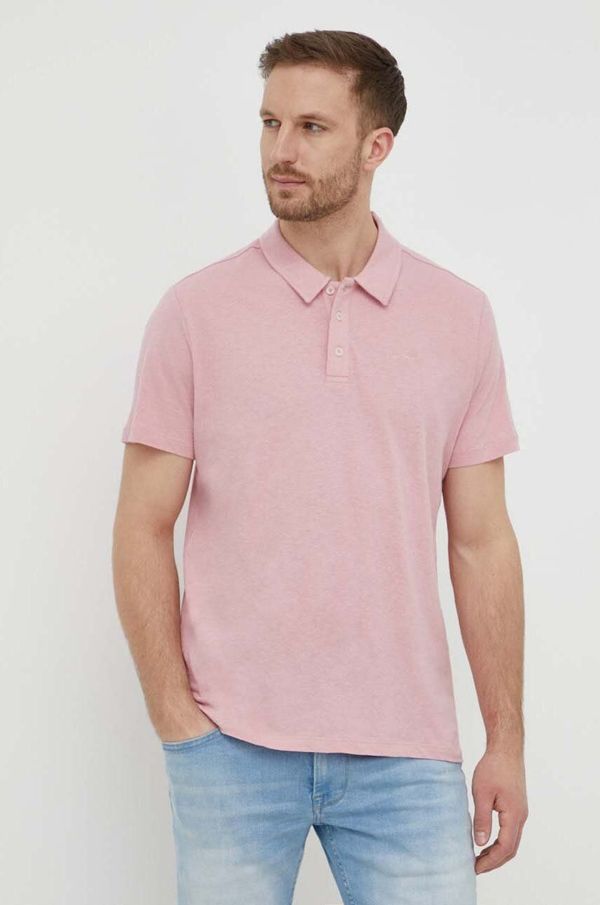 Pepe Jeans Polo majica s dodatkom lana Pepe Jeans boja: ružičasta, bez uzorka