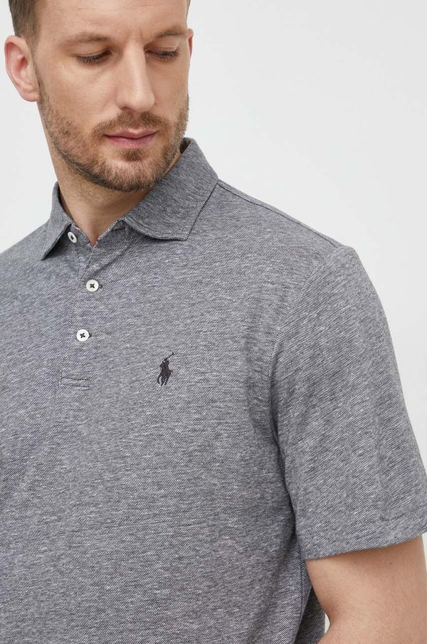 Polo Ralph Lauren Polo majica s dodatkom lana Polo Ralph Lauren boja: siva, bez uzorka, 710933390