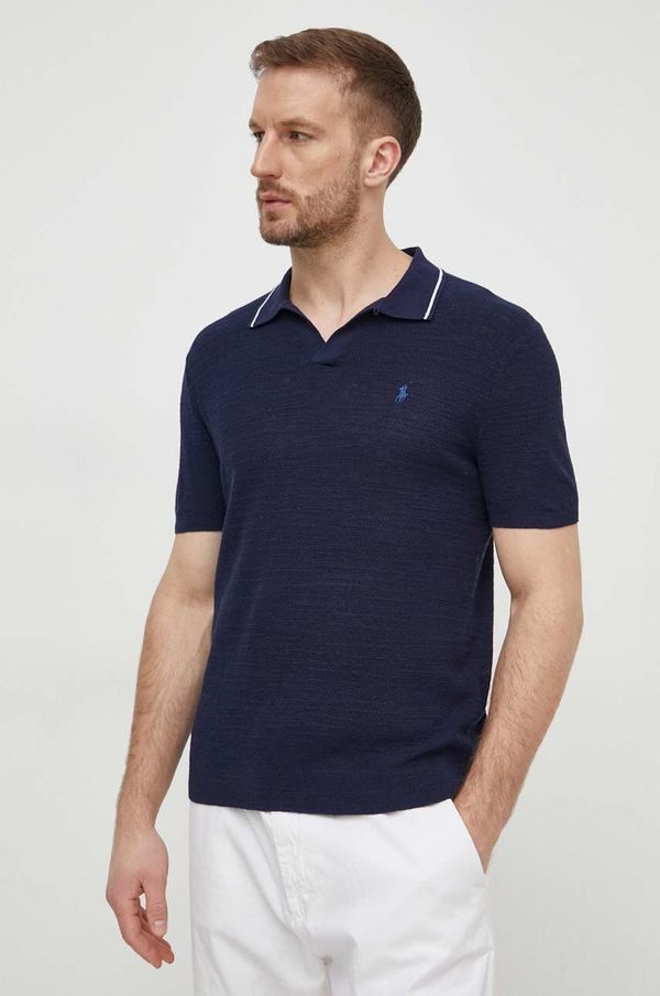 Polo Ralph Lauren Polo majica s dodatkom lana Polo Ralph Lauren boja: tamno plava, bez uzorka