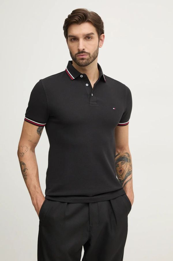 Tommy Hilfiger Polo majica Tommy Hilfiger za muškarce, boja: crna, bez uzorka, MW0MW37346