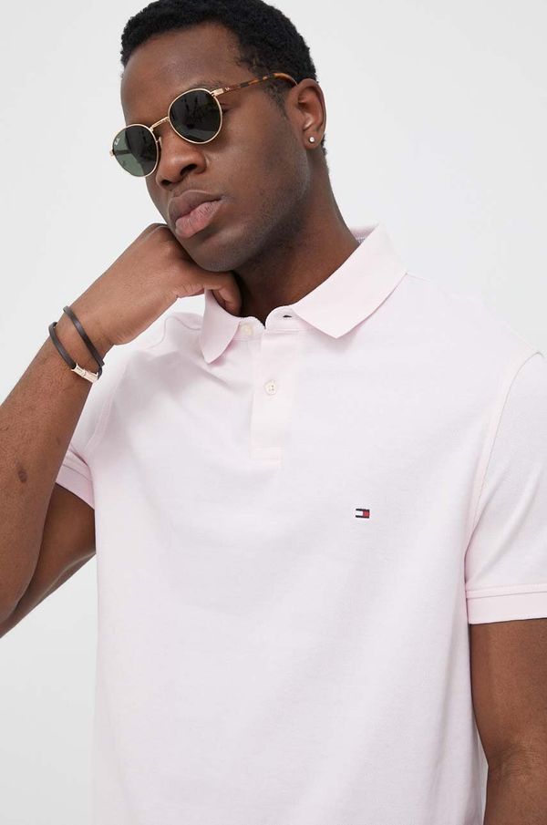 Tommy Hilfiger Polo majica Tommy Hilfiger za muškarce, boja: ružičasta, glatki model