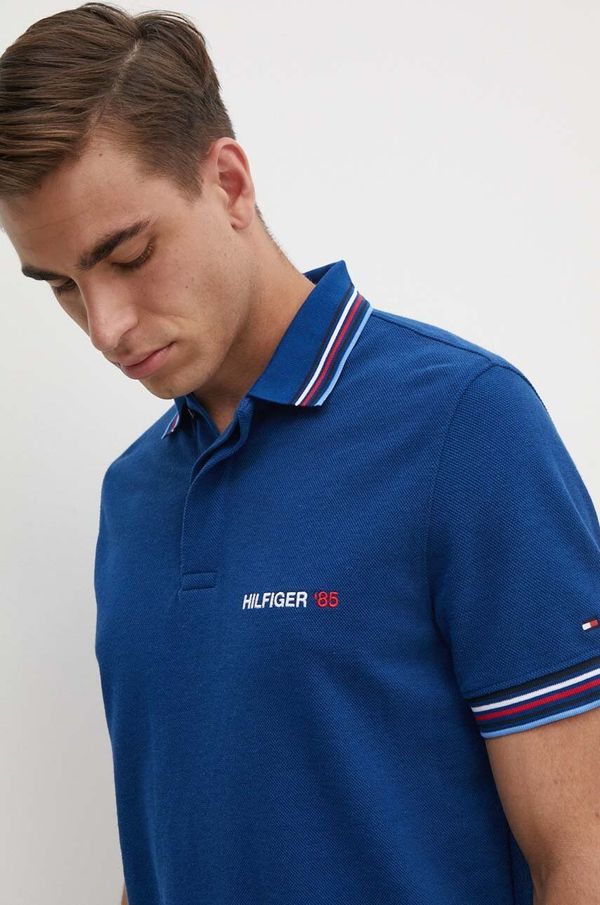 Tommy Hilfiger Polo majica Tommy Hilfiger za muškarce, boja: tamno plava, s aplikacijom, MW0MW34768
