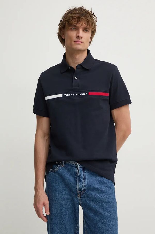 Tommy Hilfiger Polo majica Tommy Hilfiger za muškarce, boja: tamno plava, s aplikacijom, MW0MW38130