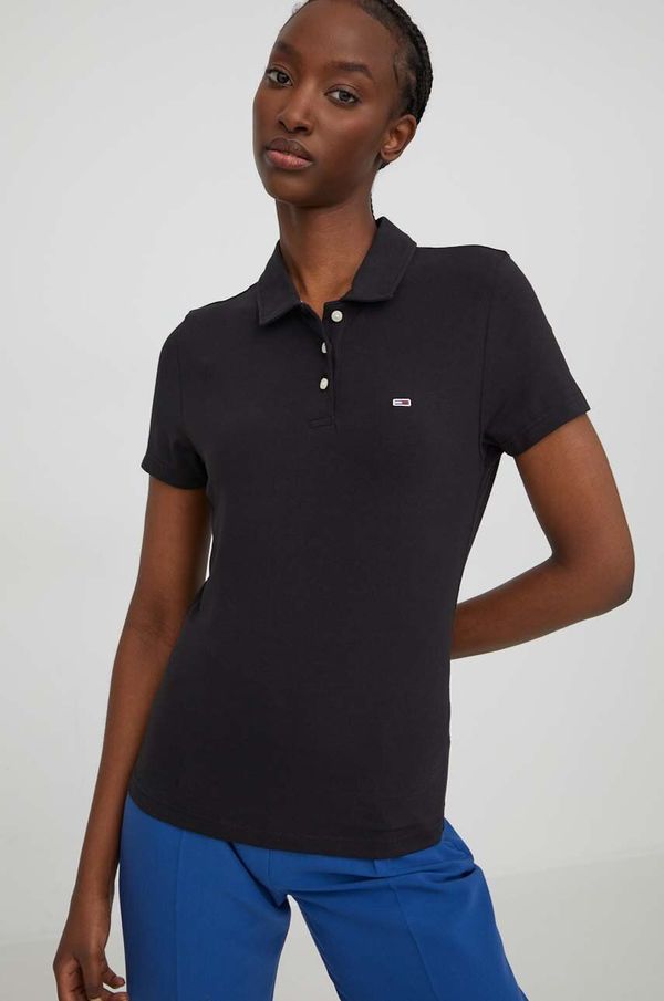 Tommy Jeans Polo majica Tommy Jeans za žene, boja: crna