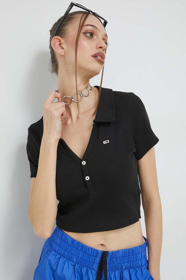 Tommy Jeans Polo majica Tommy Jeans za žene, boja: crna