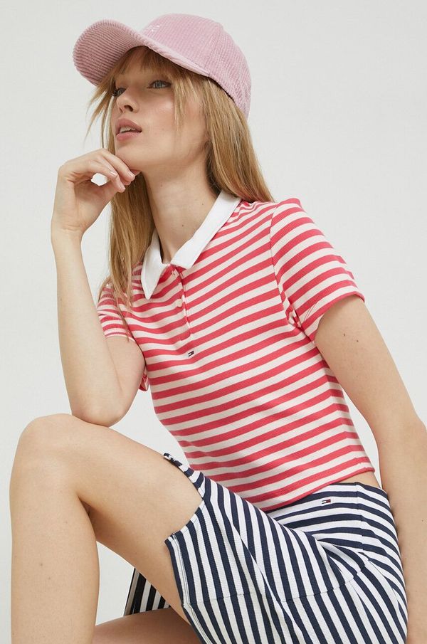 Tommy Jeans Polo majica Tommy Jeans za žene, boja: ružičasta