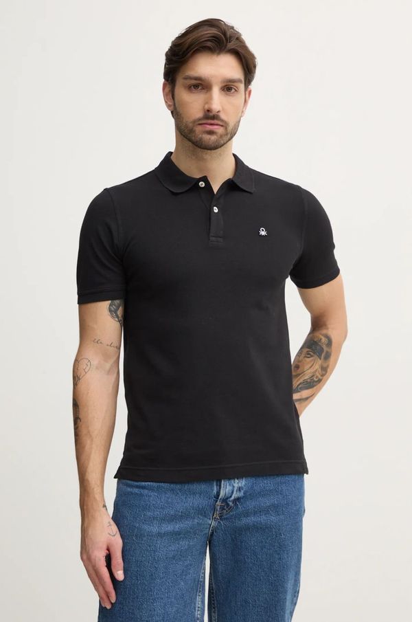 United Colors of Benetton Polo majica United Colors of Benetton za muškarce, boja: crna, bez uzorka, 3WG9U301Z