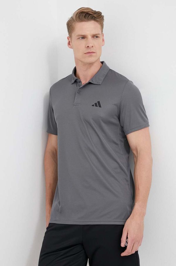 adidas Performance Polo majica za vježbanje adidas Performance Train Essentials boja: siva, glatki model