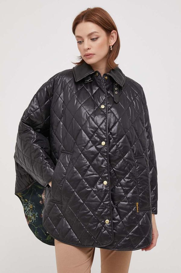 Barbour Pončo Barbour Tolsford za žene, boja: crna, za prijelazno razdoblje, oversize