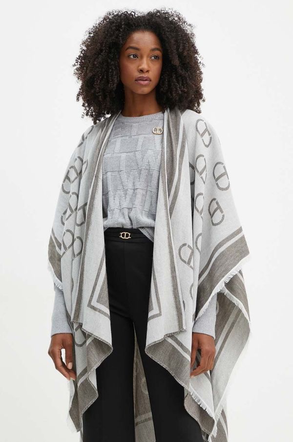 Twinset Pončo s primjesom vune Twinset boja: siva, lagane, 242TA4710