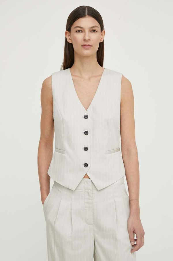 Bruuns Bazaar Prsluk Bruuns Bazaar PinBBBielle waistcoat boja: siva, jednoredno zakopčavanje, BBW4014