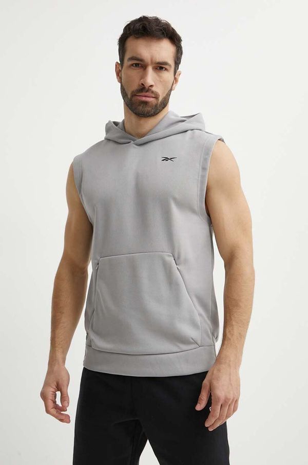 Reebok Prsluk Reebok Strength za muškarce, boja: siva, s kapuljačom, bez uzorka, 100075771