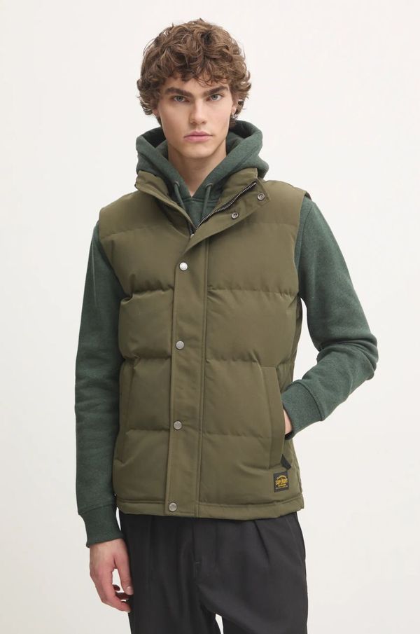 Superdry Prsluk Superdry za muškarce, boja: zelena, za zimu, M5012151A-1KM