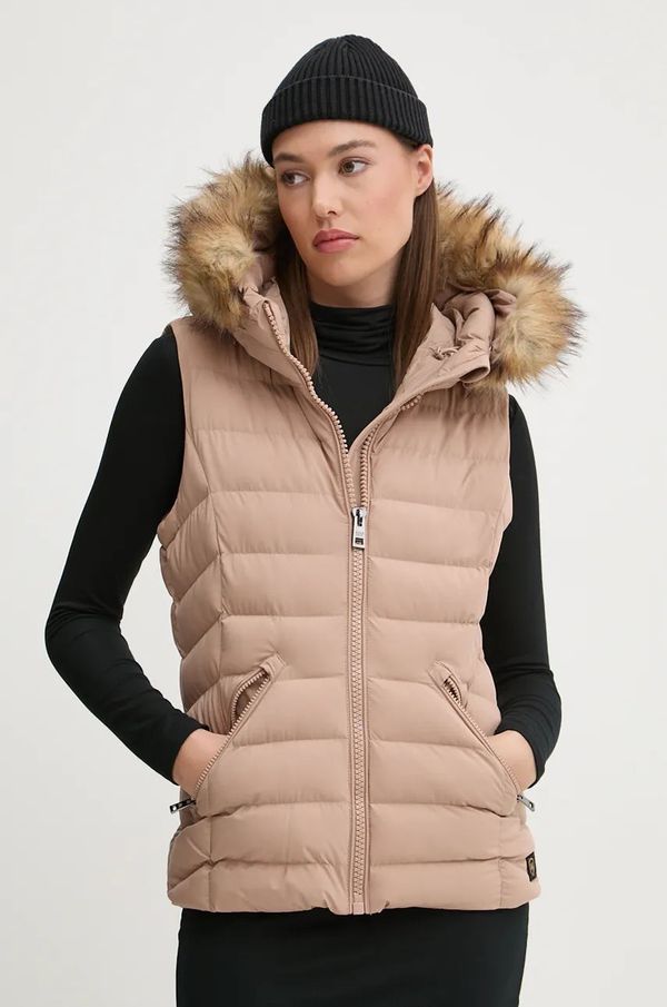 Superdry Prsluk Superdry za žene, boja: bež, za zimu, W5011753A-4VH