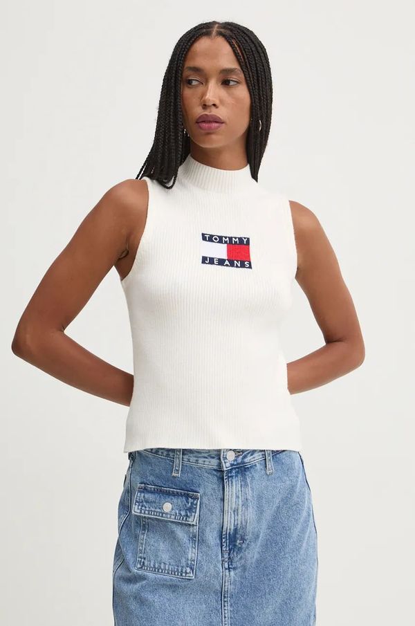 Tommy Jeans Prsluk Tommy Jeans boja: bež, lagani, s poludolčevitom, DW0DW18527