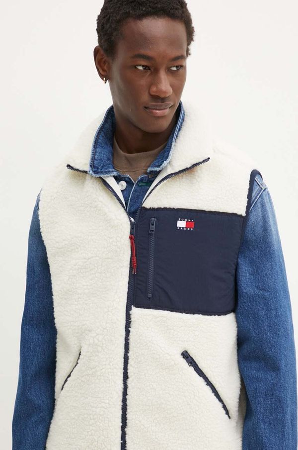 Tommy Jeans Prsluk Tommy Jeans za muškarce, boja: bež, za prijelazno razdoblje, DM0DM18900