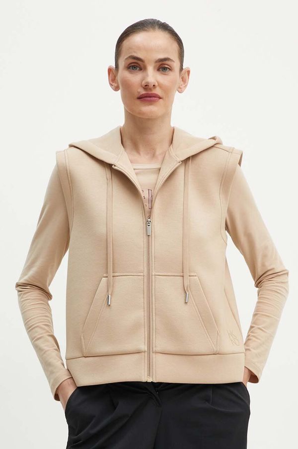 Weekend Max Mara Prsluk Weekend Max Mara za žene, boja: bež, s kapuljačom, bez uzorka, 2425916041600