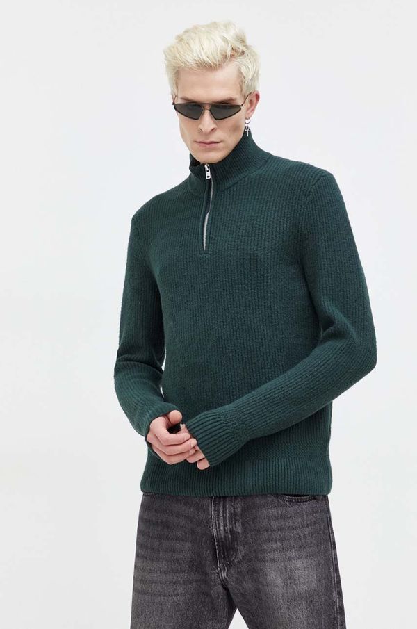 Abercrombie & Fitch Pulover Abercrombie & Fitch za muškarce, boja: zelena, s poludolčevitom