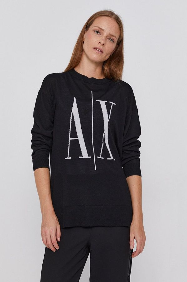 Armani Exchange Pulover Armani Exchange za žene, boja: crna
