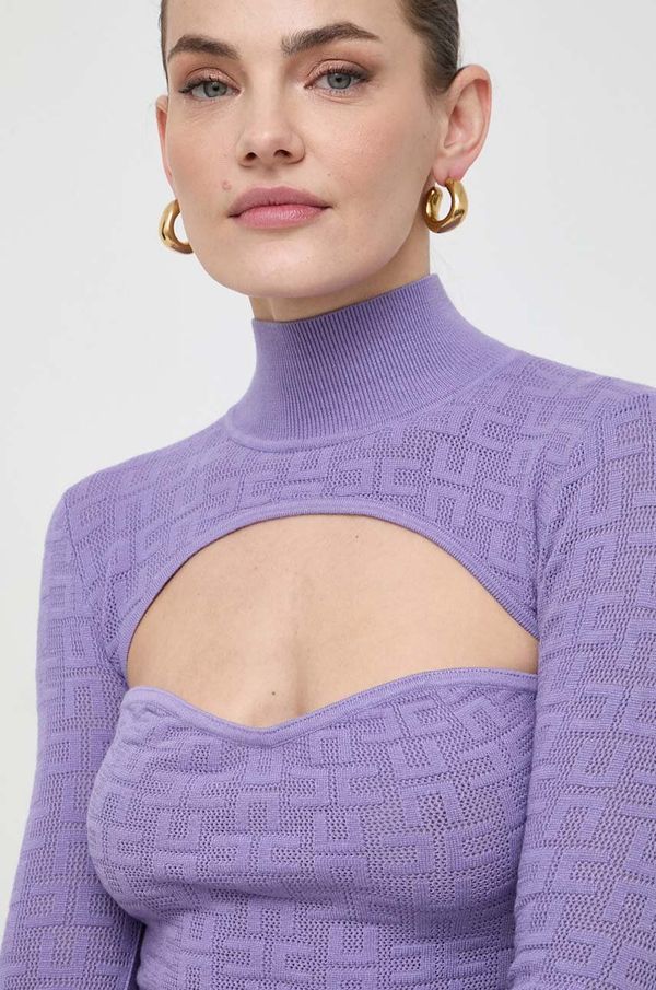 Elisabetta Franchi Pulover Elisabetta Franchi za žene, boja: ljubičasta, lagani, s dolčevitom