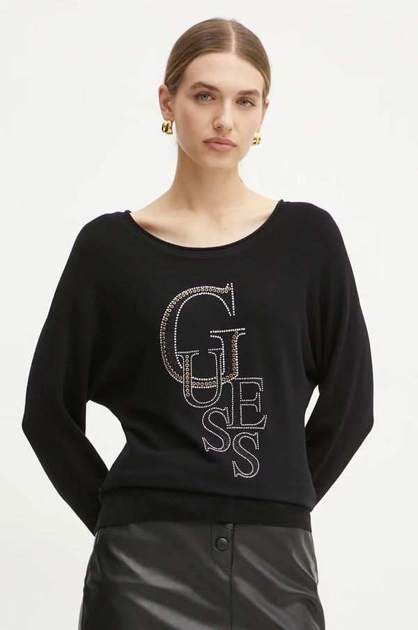 Guess Pulover Guess SELENA za žene, boja: crna, lagani, W4BR01 Z2NQ2