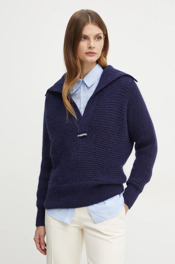 Pinko Pulover Pinko za žene, boja: tamno plava, topli, 104491 A282