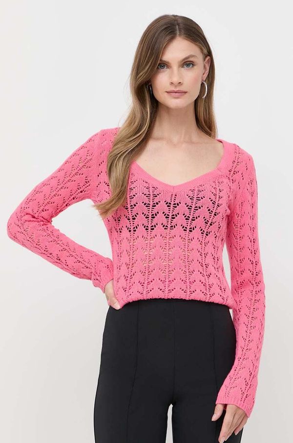 Twinset Pulover s dodatkom kašmira Twinset boja: ružičasta, lagani