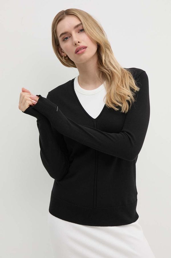 Calvin Klein Pulover s dodatkom svile Calvin Klein boja: crna, lagani, K20K207569